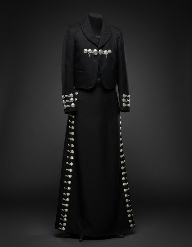 TRAJE ADORNADO NEGRO-PLATA (30)